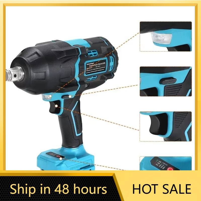 Power Tools Impact - ハイマーディンガー 1600N コードレス ブラシレス インパクトレンチ LB268、LEDライト付きコードレス電動工具、3スピード、高トルク、なし