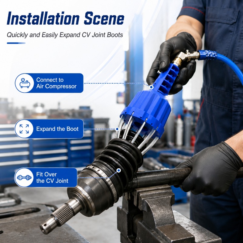 Power Tools Pneumatic - 1個入り ユニバーサル空気圧式CVブーツエキスパンダーツール 72-130PSI エア駆動式ドライブシャフトブーツインストーラー 自動車修理サービス用