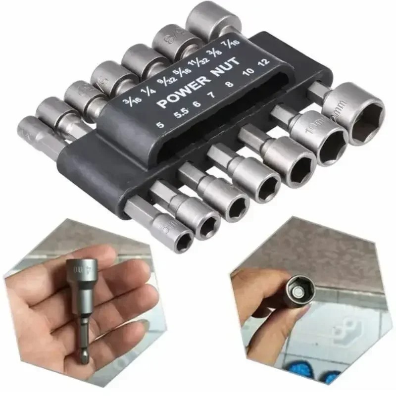 Power Tools Pneumatic - 9/14 個セットソケットレンチ電動ドリルビットナットドライバー六角ハンドルドライバーソケット延長ロッド空気圧ハンドツールキット