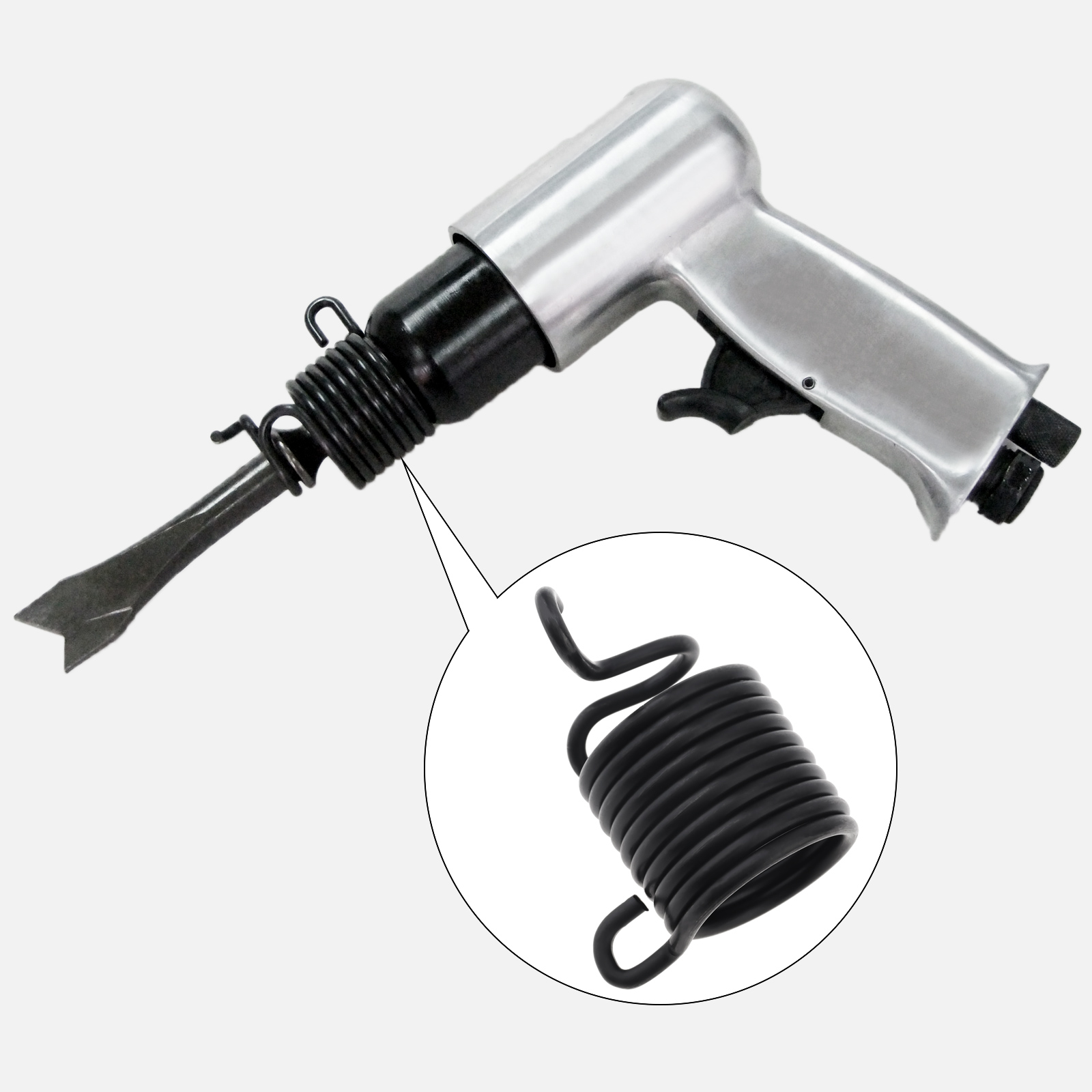 Power Tools Pneumatic - エアショベルインターフェーススプリングサポート45 # スチールユニバーサルハード空気圧ハンマービット空気圧リベットインパクトヘッドスプリング