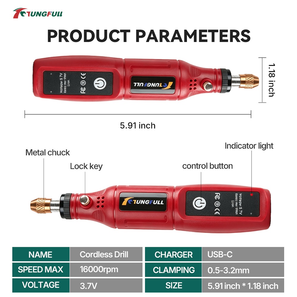 TUNGFULL 3.7V コードレスロータリーツール US - Power Tools Aeg のレビューと価格